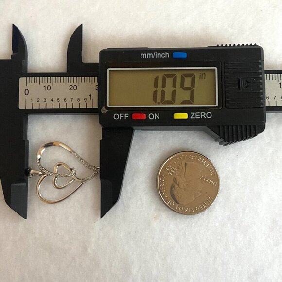 Sterling Silver 925 0.15 CTTW Diamond Heart In Heart Pendant Necklace 18" Chain - Picture 14 of 16